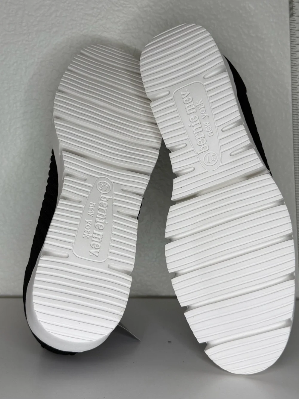 bernie mev. Black Knit Slip-On Espadrilles with White Platform Sole